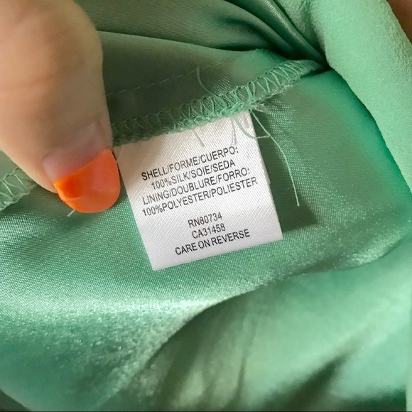 BCBG maxazria 100% silk mini strapless dress in sage mint green - Picture 7 of 10